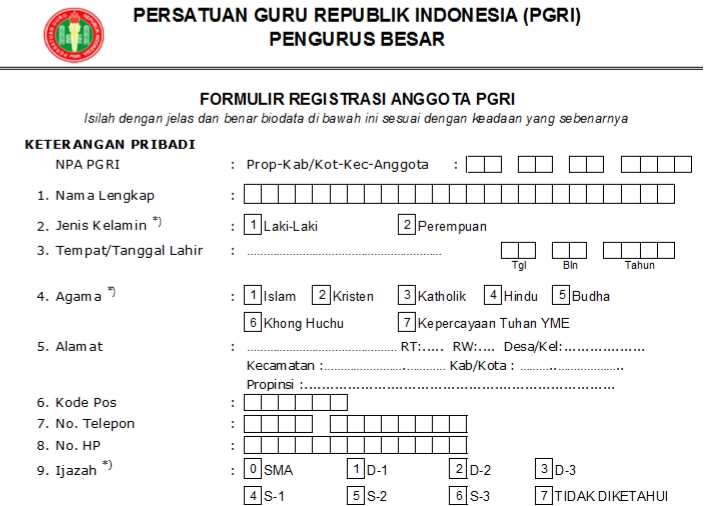 Pendaftaran PGRI Kota Bengkulu - Persatuan Guru Republik Indonesia Cabang Kota Bengkulu